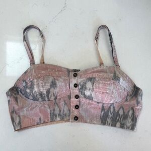 All Saints Women’s Multicolored Satin Bustier Button-up Bralette, Size 10
